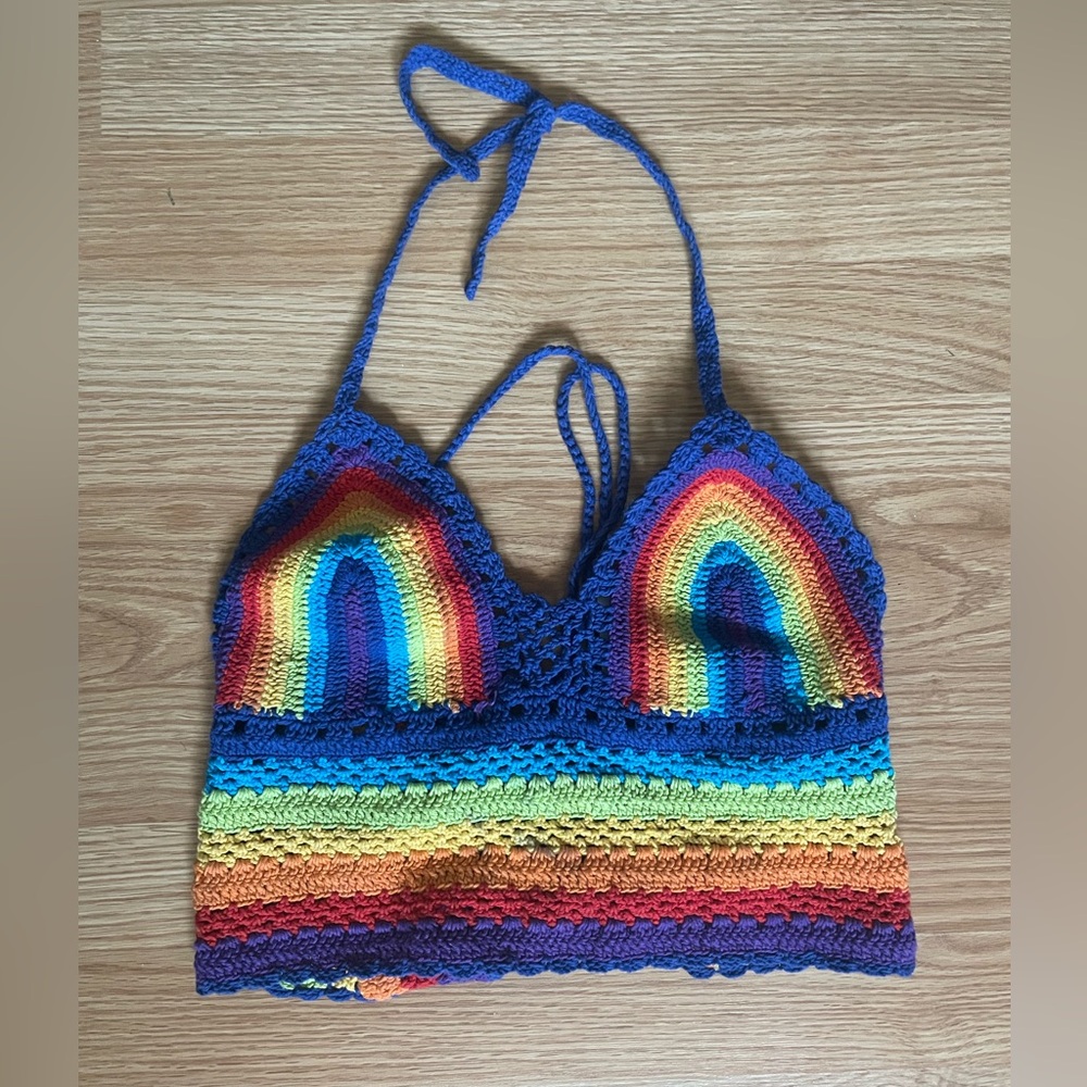 Rainbow Crochet Halter Top